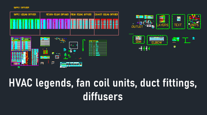 HVAC Legends Fan Coil Units Duct Fittings Diffusers
