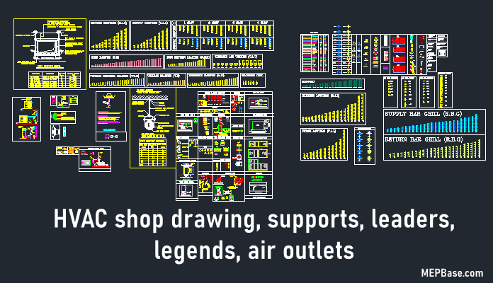 HVAC shop drawing supports leaders legends air outlets