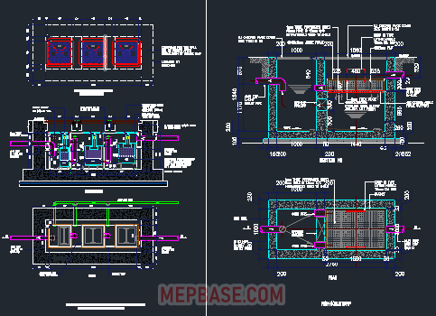 Grease trap and fish scale trap AutoCAD typical installation details