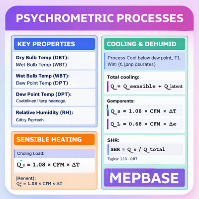 Psychrometric processes in HVAC systems