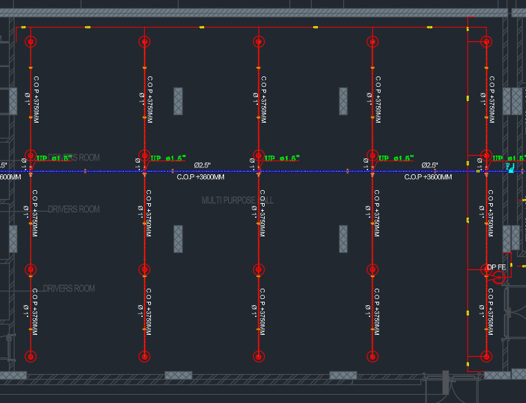 sprinkler fire fighting basement drawing
