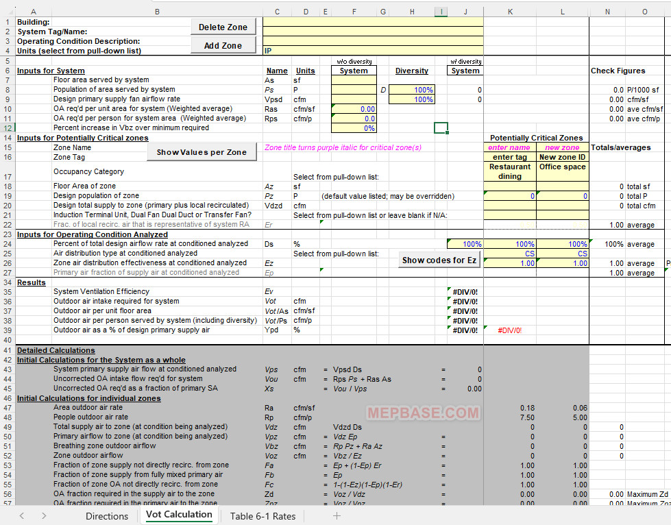 ASHRAE 62.1 ventilation calculation Excel sheet free download