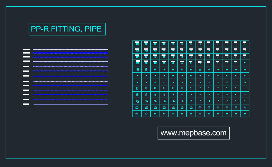PP-R fittings CAD blocks free download – dynamic AutoCAD DWG elbow, tee, reducing tee and PPR pipe symbols