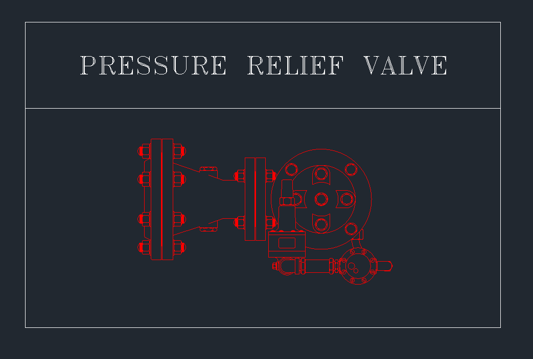 Pressure relief valve CAD block DWG detailed flanged assembly drawing
